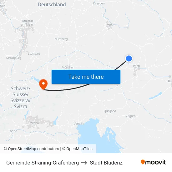 Gemeinde Straning-Grafenberg to Stadt Bludenz map