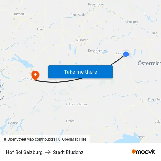 Hof Bei Salzburg to Stadt Bludenz map