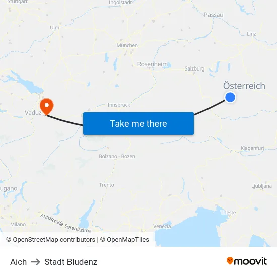 Aich to Stadt Bludenz map