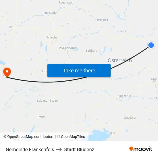 Gemeinde Frankenfels to Stadt Bludenz map