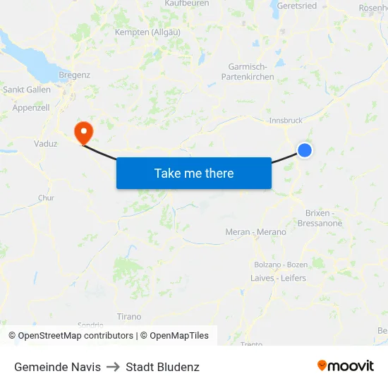 Gemeinde Navis to Stadt Bludenz map
