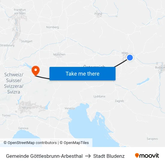 Gemeinde Göttlesbrunn-Arbesthal to Stadt Bludenz map