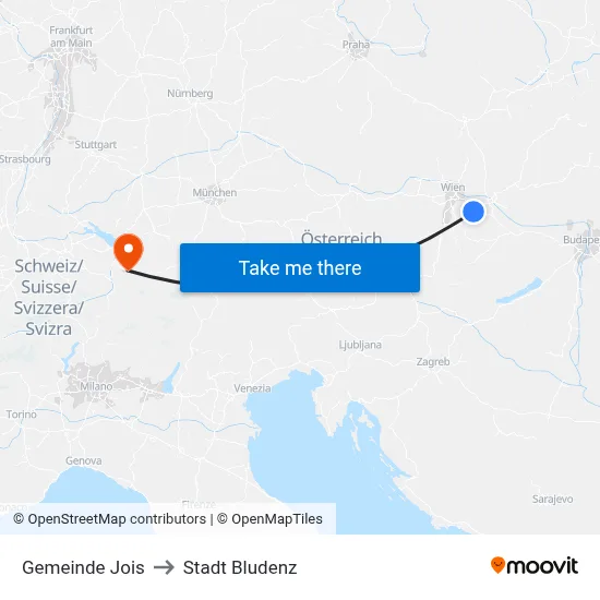 Gemeinde Jois to Stadt Bludenz map