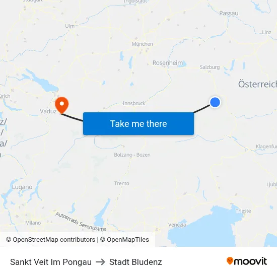 Sankt Veit Im Pongau to Stadt Bludenz map