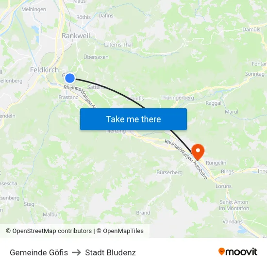 Gemeinde Göfis to Stadt Bludenz map