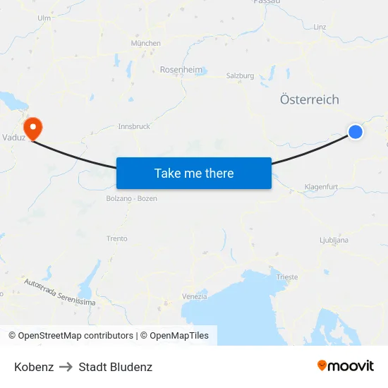 Kobenz to Stadt Bludenz map