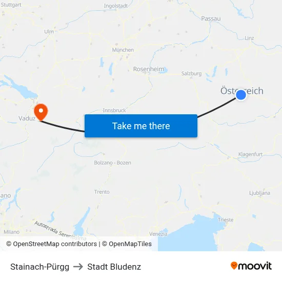 Stainach-Pürgg to Stadt Bludenz map