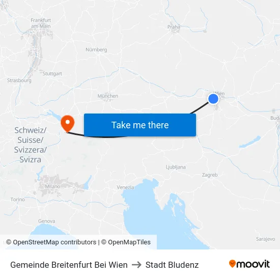 Gemeinde Breitenfurt Bei Wien to Stadt Bludenz map