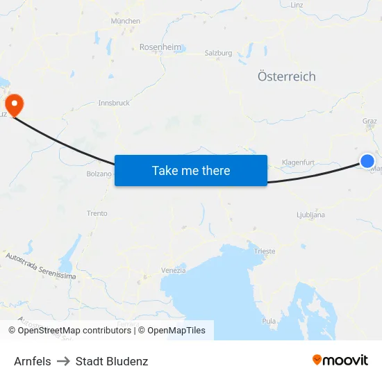 Arnfels to Stadt Bludenz map