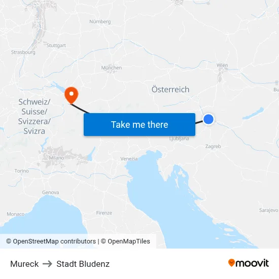 Mureck to Stadt Bludenz map
