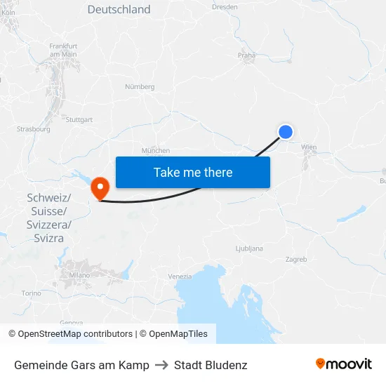 Gemeinde Gars am Kamp to Stadt Bludenz map