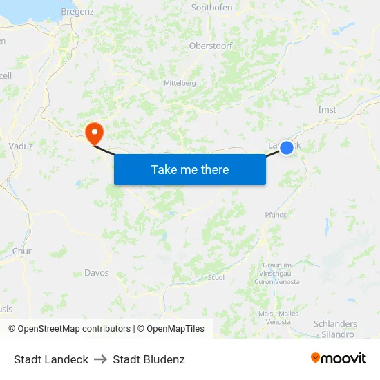 Stadt Landeck to Stadt Bludenz map