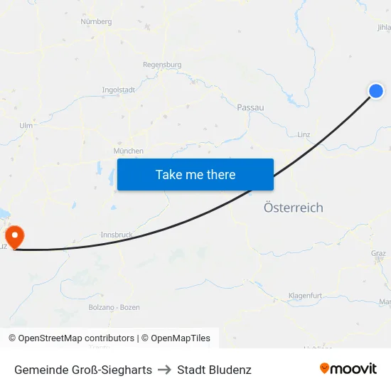 Gemeinde Groß-Siegharts to Stadt Bludenz map