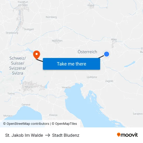 St. Jakob Im Walde to Stadt Bludenz map