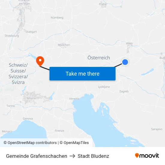 Gemeinde Grafenschachen to Stadt Bludenz map