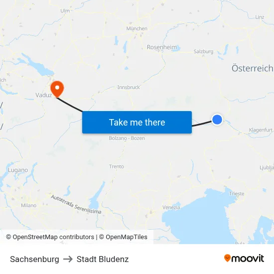 Sachsenburg to Stadt Bludenz map