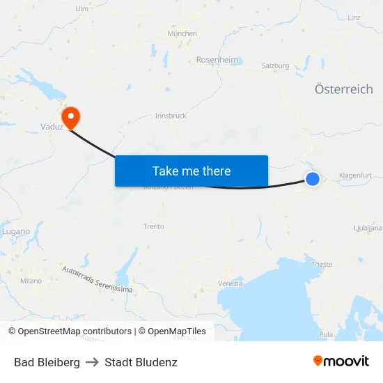 Bad Bleiberg to Stadt Bludenz map