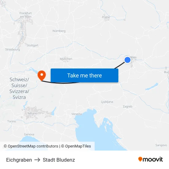 Eichgraben to Stadt Bludenz map