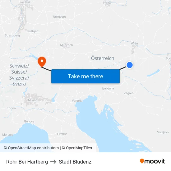 Rohr Bei Hartberg to Stadt Bludenz map