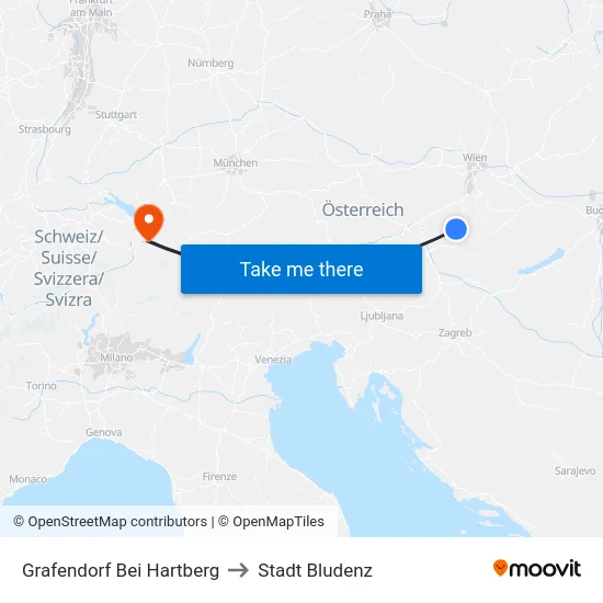 Grafendorf Bei Hartberg to Stadt Bludenz map