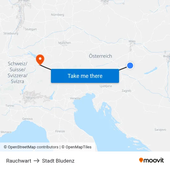 Rauchwart to Stadt Bludenz map