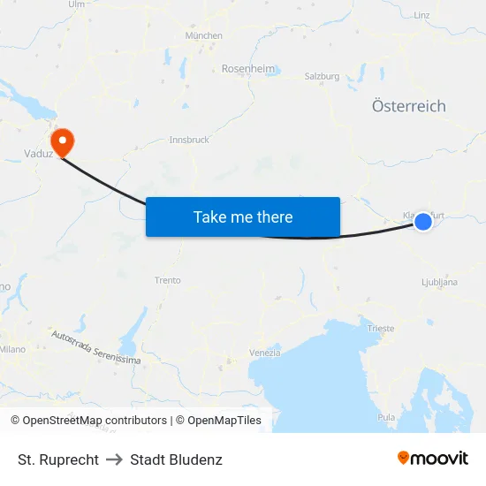St. Ruprecht to Stadt Bludenz map