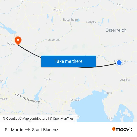 St. Martin to Stadt Bludenz map