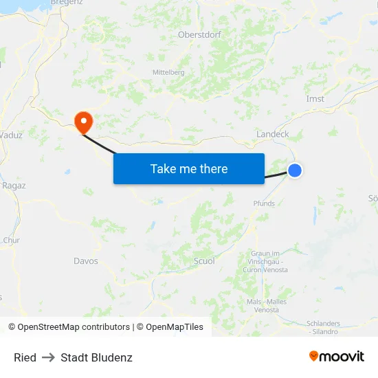 Ried to Stadt Bludenz map
