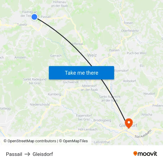 Passail to Gleisdorf map