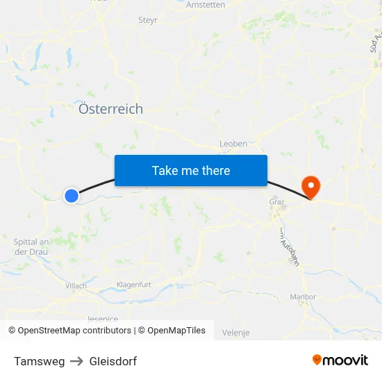 Tamsweg to Gleisdorf map