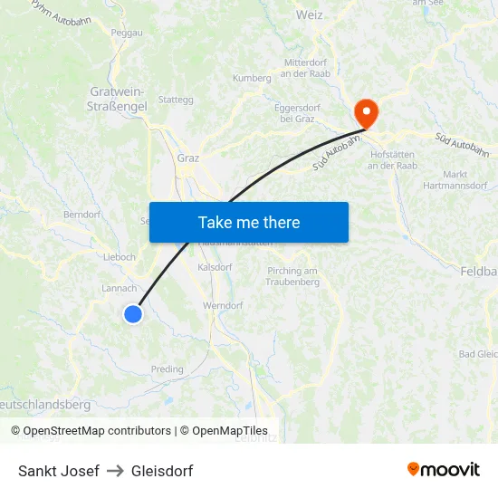 Sankt Josef to Gleisdorf map
