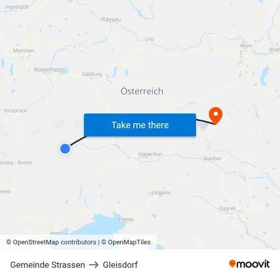 Gemeinde Strassen to Gleisdorf map