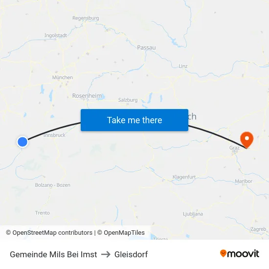 Gemeinde Mils Bei Imst to Gleisdorf map