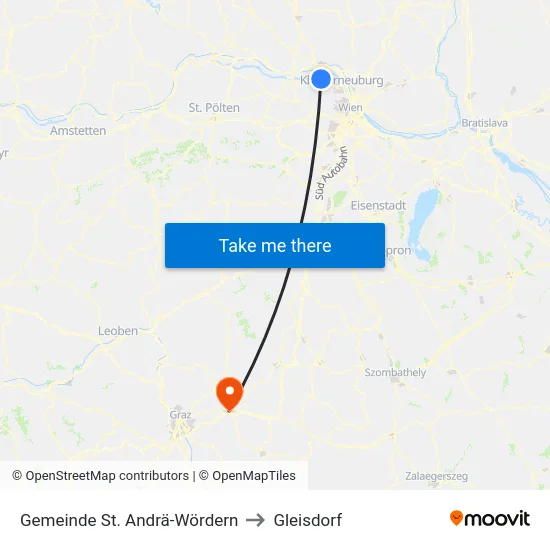 Gemeinde St. Andrä-Wördern to Gleisdorf map