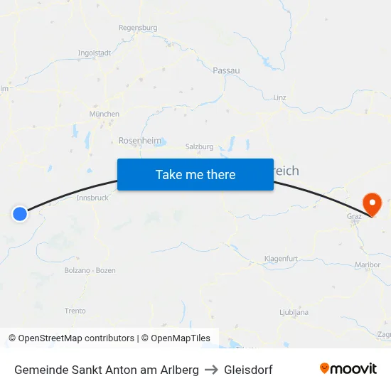 Gemeinde Sankt Anton am Arlberg to Gleisdorf map