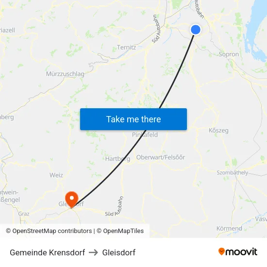 Gemeinde Krensdorf to Gleisdorf map