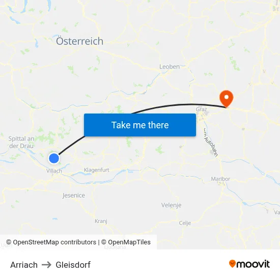 Arriach to Gleisdorf map