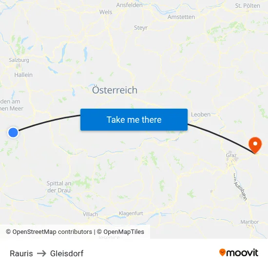 Rauris to Gleisdorf map