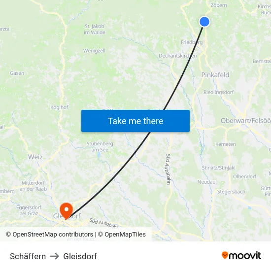Schäffern to Gleisdorf map