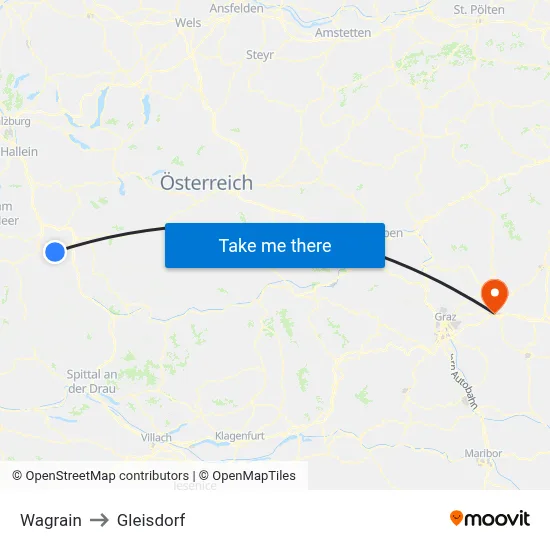 Wagrain to Gleisdorf map