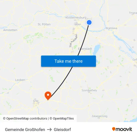 Gemeinde Großhofen to Gleisdorf map