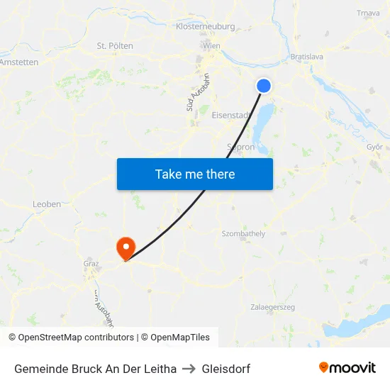 Gemeinde Bruck An Der Leitha to Gleisdorf map