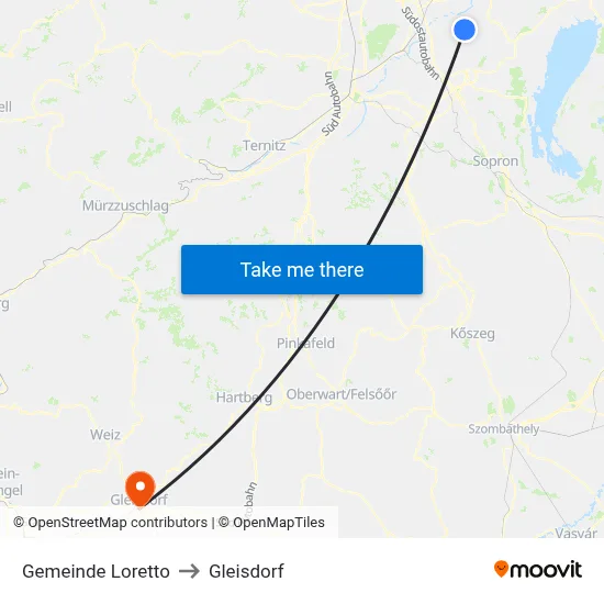 Gemeinde Loretto to Gleisdorf map