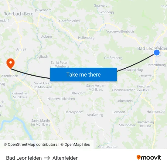 Bad Leonfelden to Altenfelden map