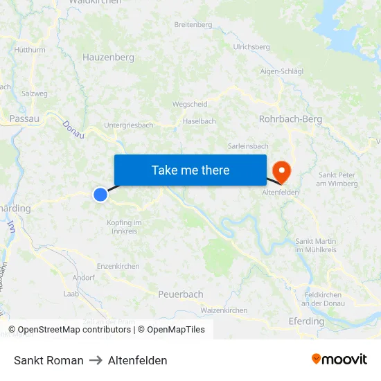 Sankt Roman to Altenfelden map