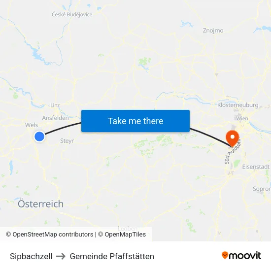 Sipbachzell to Gemeinde Pfaffstätten map