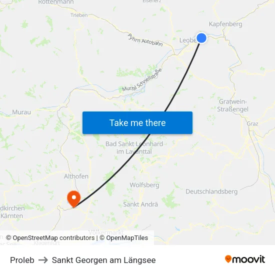 Proleb to Sankt Georgen am Längsee map
