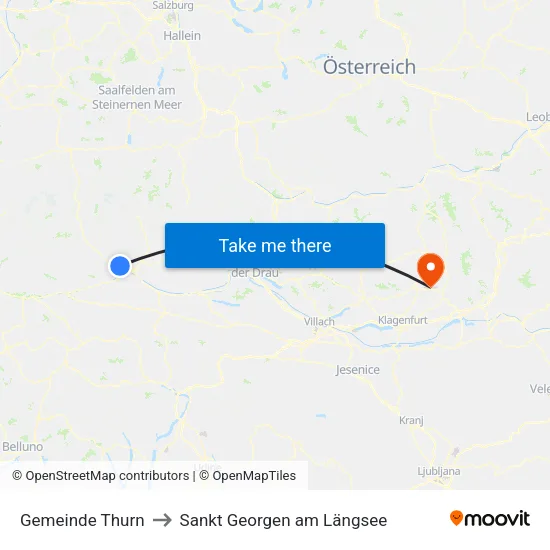 Gemeinde Thurn to Sankt Georgen am Längsee map