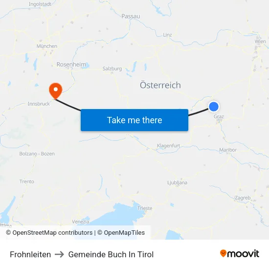 Frohnleiten to Gemeinde Buch In Tirol map