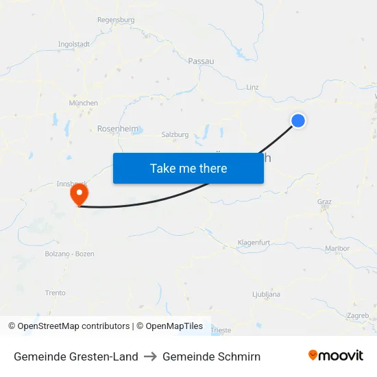Gemeinde Gresten-Land to Gemeinde Schmirn map